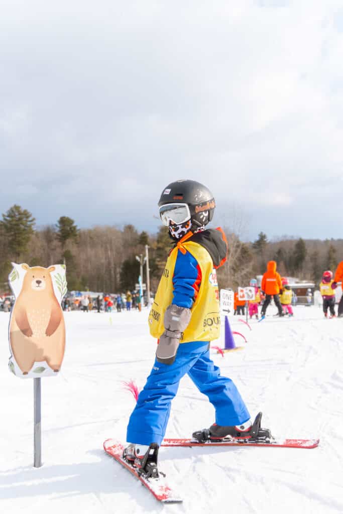 young kid participating in the rippers lesson program at Bousquet Monutain
