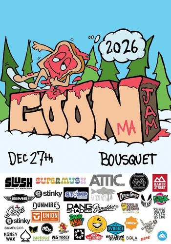 Goon jam logo + goon jam sponsors at bousquet mountain