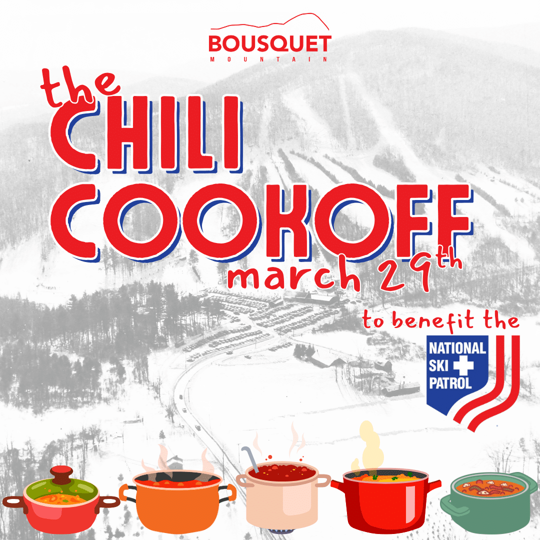 the chili cookoff at bousquet mountain to support the national ski patrol, featuring discounts to guidos!